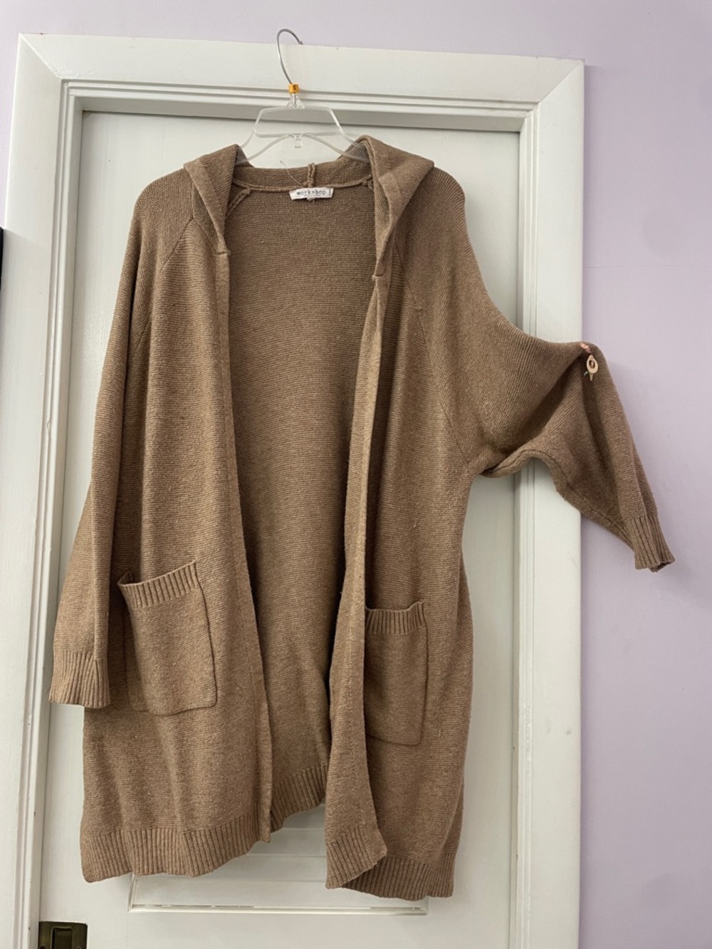 Cozy Hooded Open-Front Cardigan Sweater - Taupe